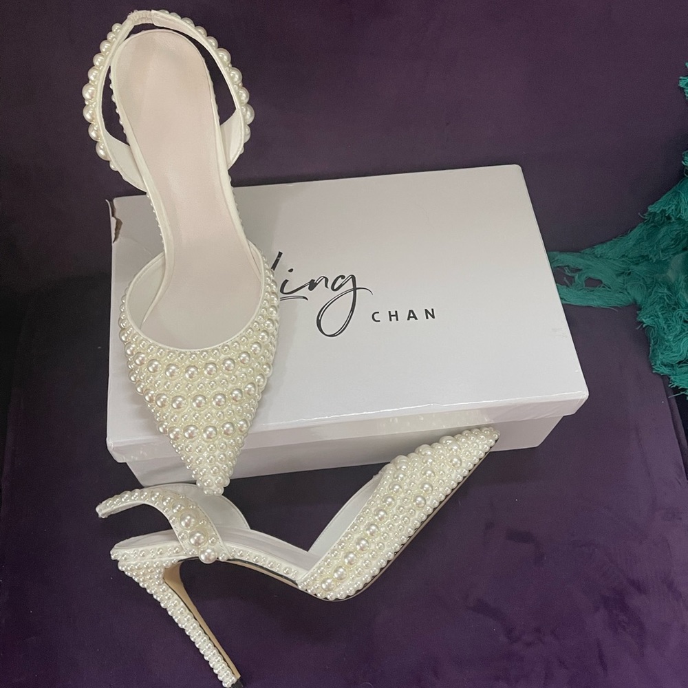 NEW!!! Never worn hand made boutique Pearl Heels